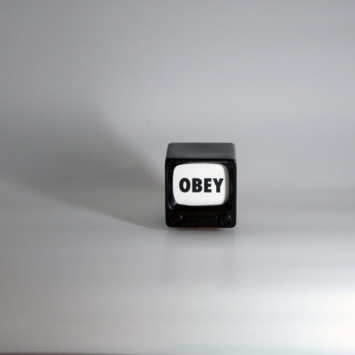 Obey Black TV Designer Vinyl Art Toy