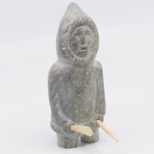 Standing Man With Snow Knife and Stick - Inuit Art Sculpture
