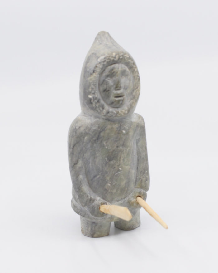 Standing Man With Snow Knife and Stick - Inuit Art Sculpture
