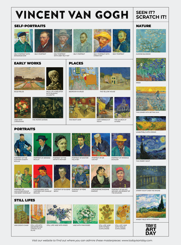 100 Vincent Van Gogh Masterpieces Scratch Poster