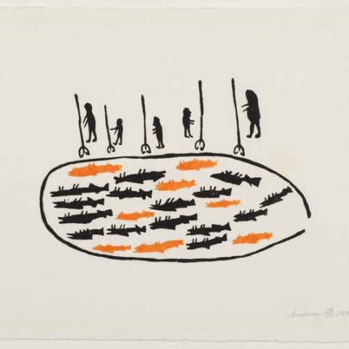 Fishing, limited edition print by Inuit artist Luke Anguhadluq from Baker Lake