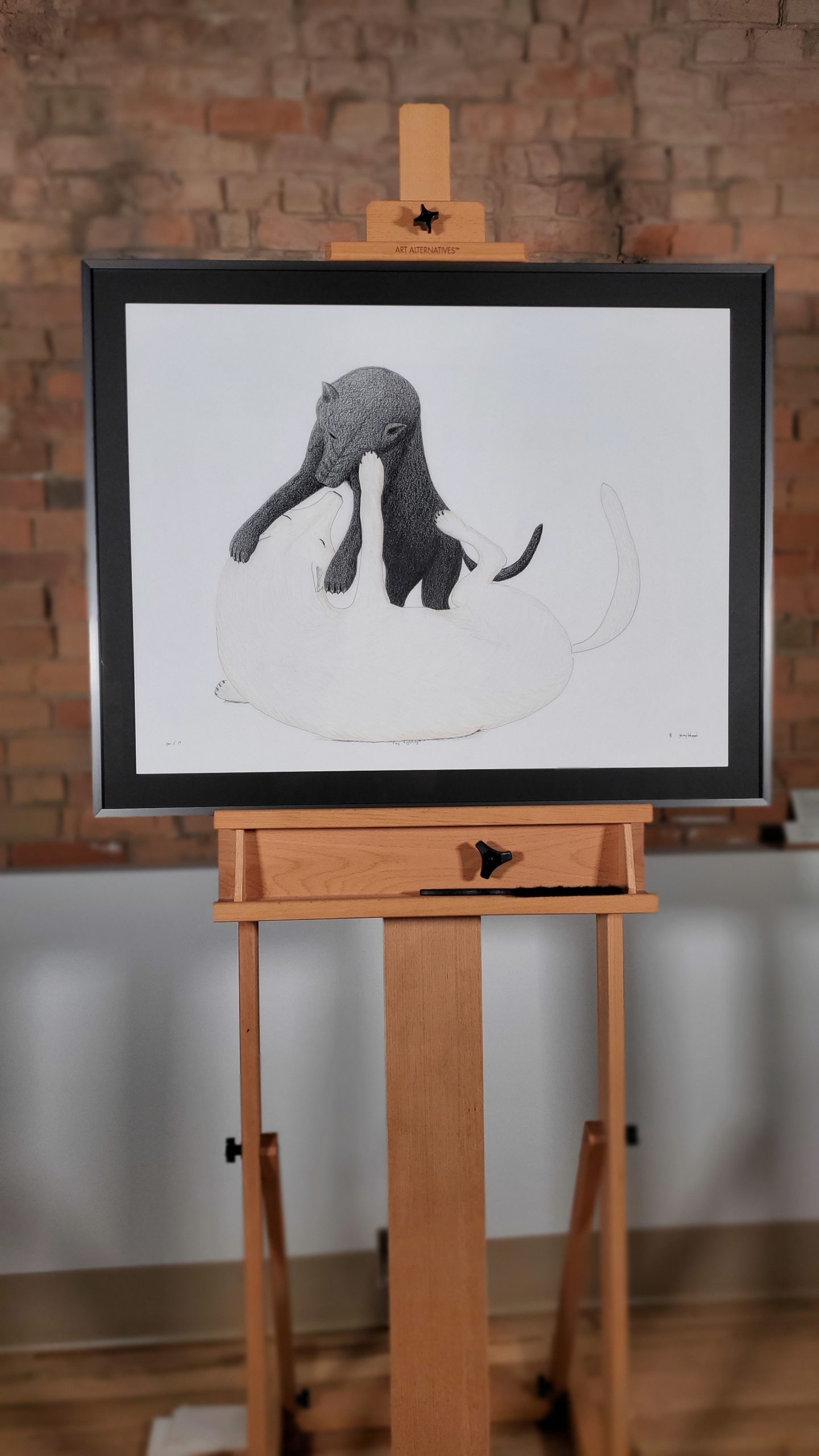 Play Fighting - drawing by Johnny Pootoogook - Image 2