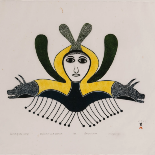 Spirit Of The Wolf - print by Inuit artist Ningeeuga Oshuitoq of Cape Dorset