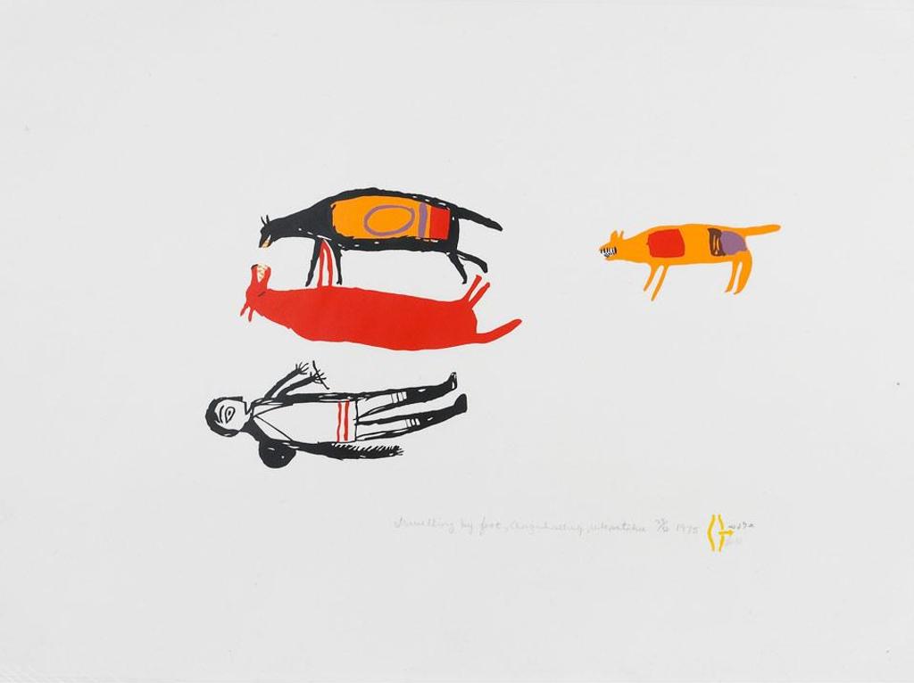 Art Print by Inuit Artist Luke Anguhadluq Titled Travelling by Foot