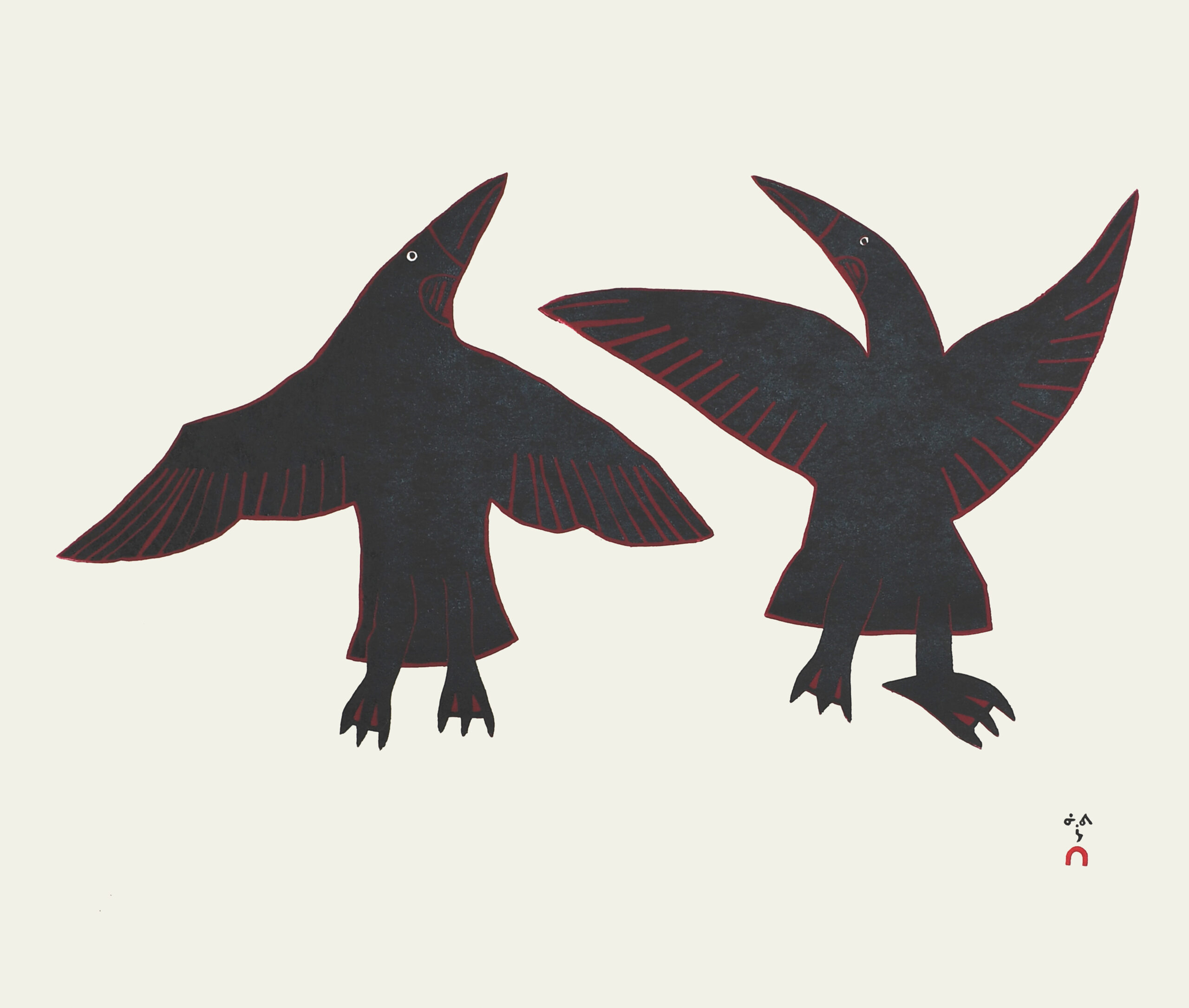 Limited Edition Print - Raven Hop by Inuit Artist Kakee Ningeoseak