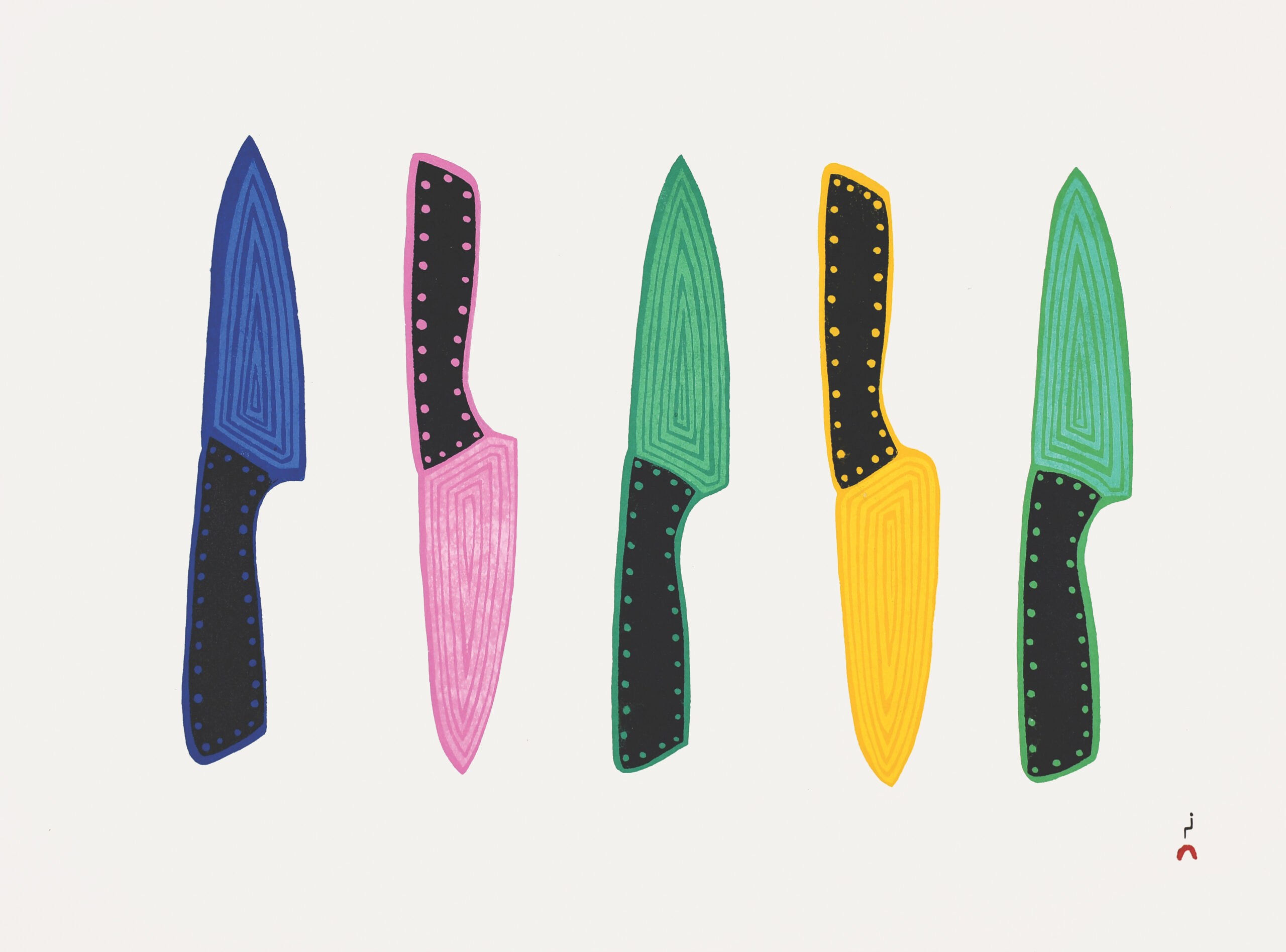 Limited Edition Print - Ornamental Knives by Inuit Artist Susie Saila