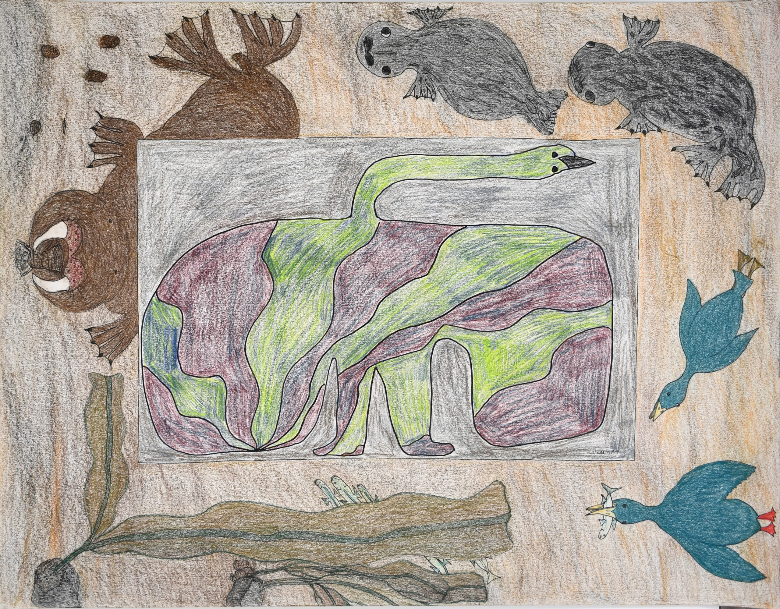 Inuit Artists Collaboration Drawings - Dorset Fine Arts