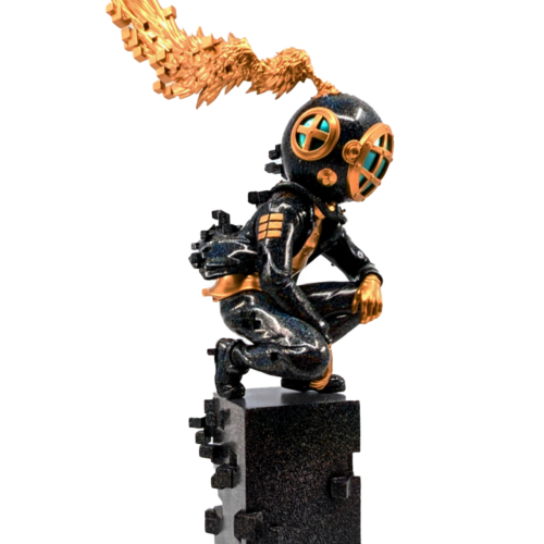 Limited edition designer art toy: Faded Away - Obsidian by Sank the Child
