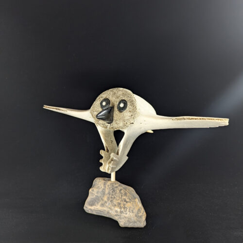 Owl (bone and stone) - Pitseolak Qimirpik