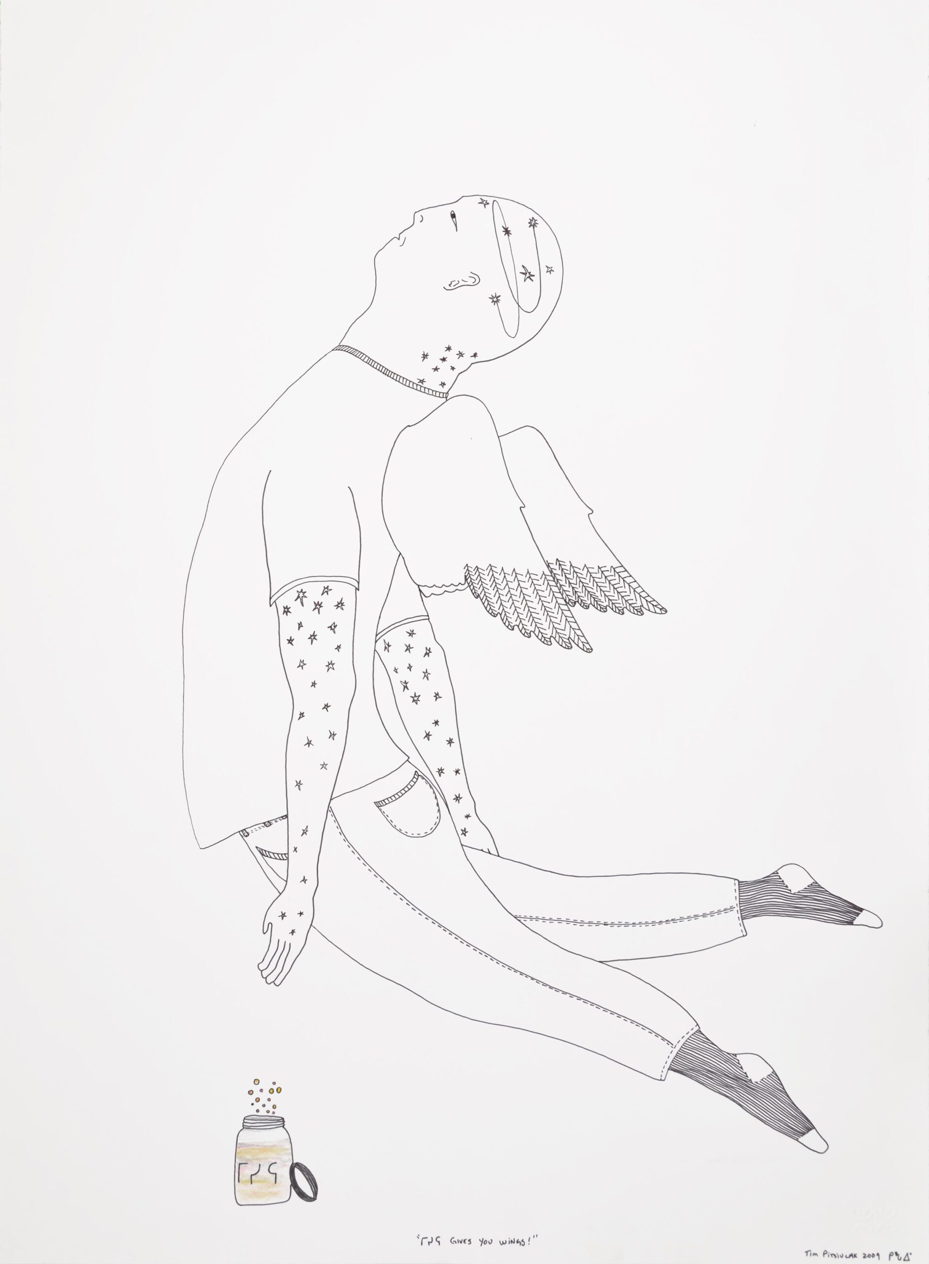 Gives You Wings drawing by Inuit artist Tim Pitsiulak