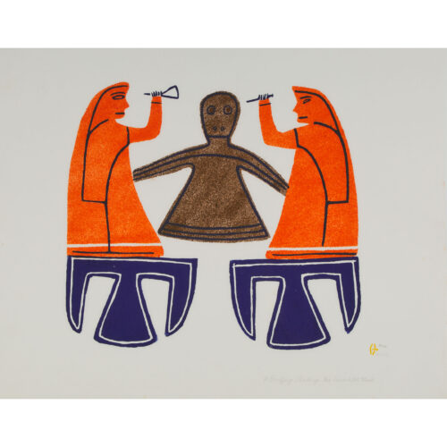 A Terrifying Challenge, a limited edition print by Baker Lake Inuit artist Jessie Oonark