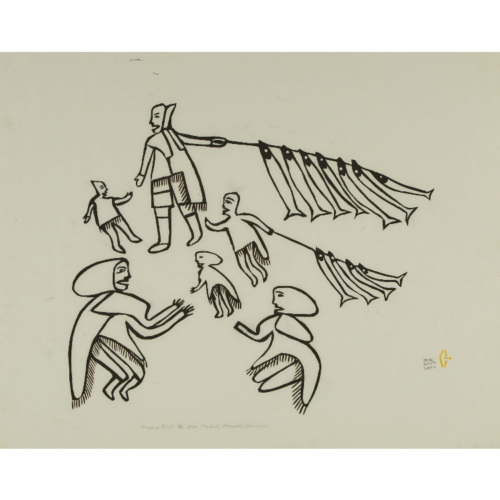 Drying Fish, a limited edition print by Baker Lake Inuit artist Jessie Oonark