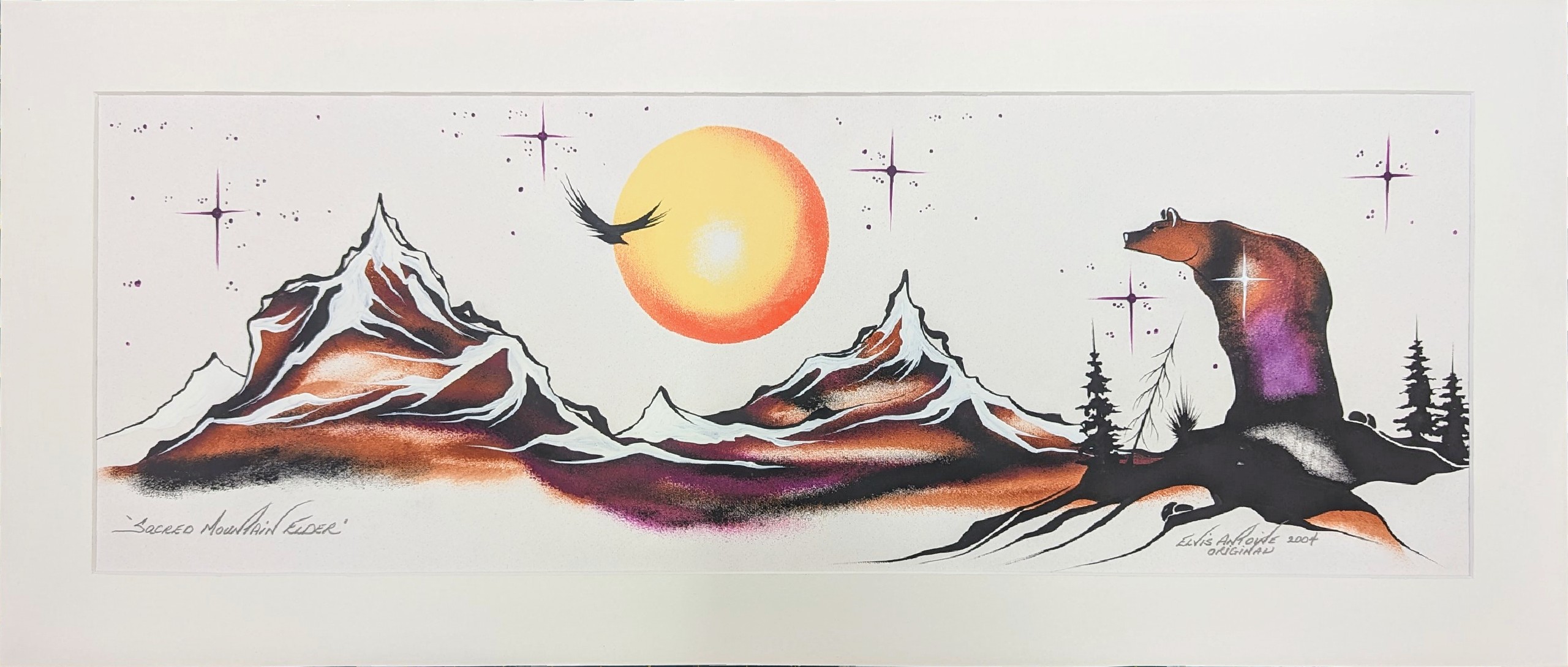 Sacred Mountain Elder, painting by Indigenous artist Elvis Antoine, 2004