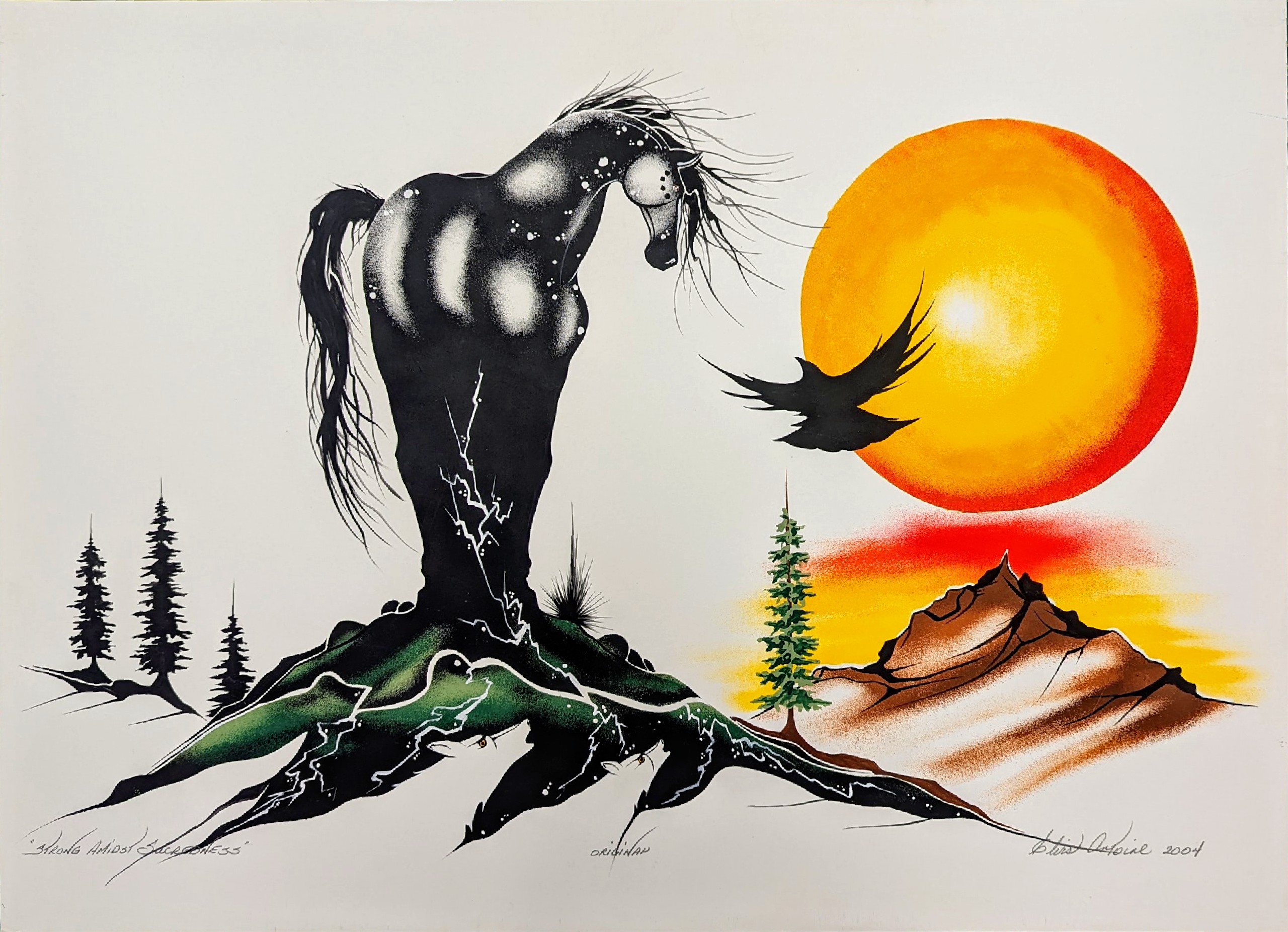 Strong Amidst Sacredness, painting by Indigenous artist Elvis Antoine, 2004