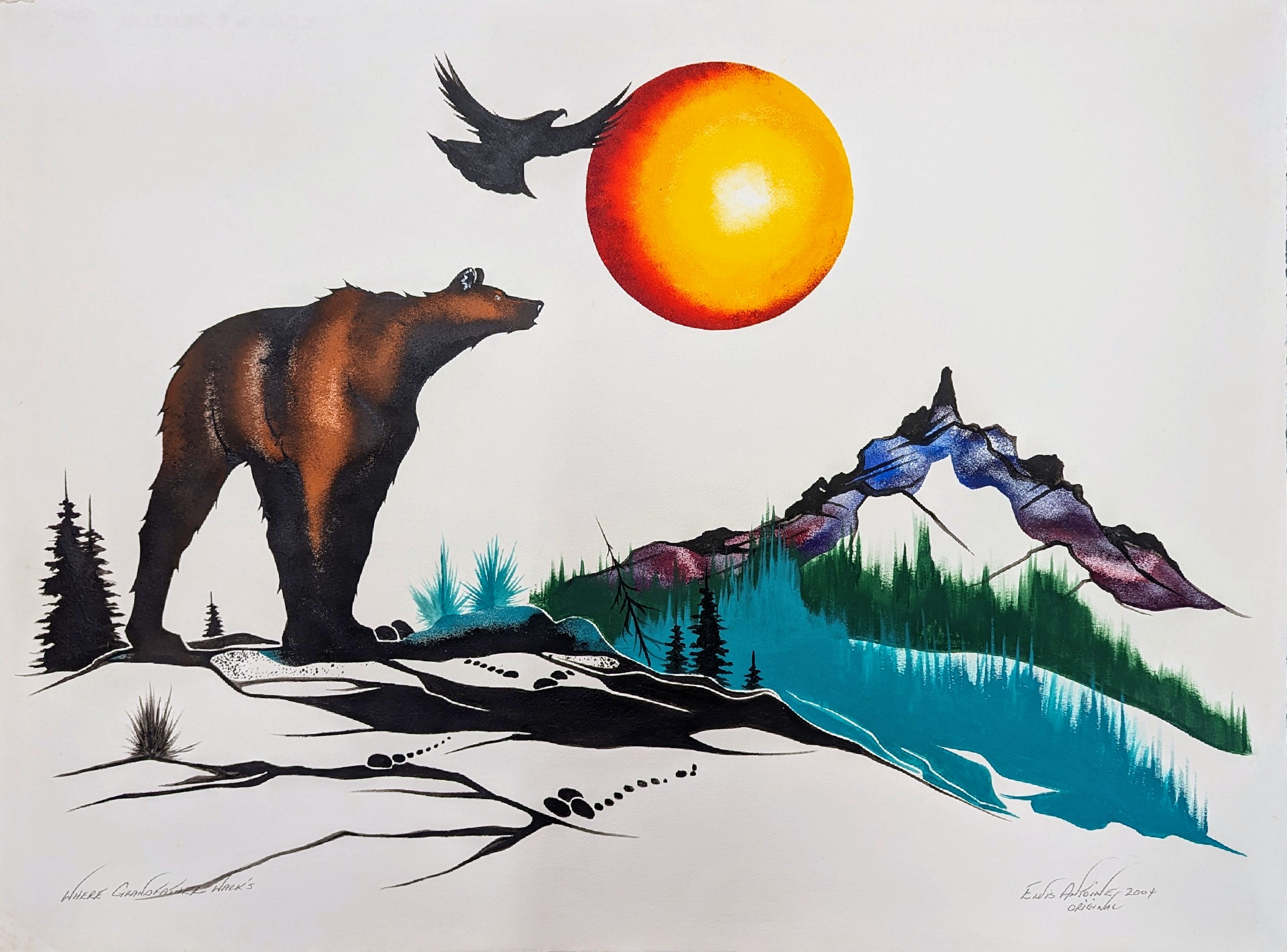 Where Grandfather Walks, painting by Indigenous artist Elvis Antoine, 2004