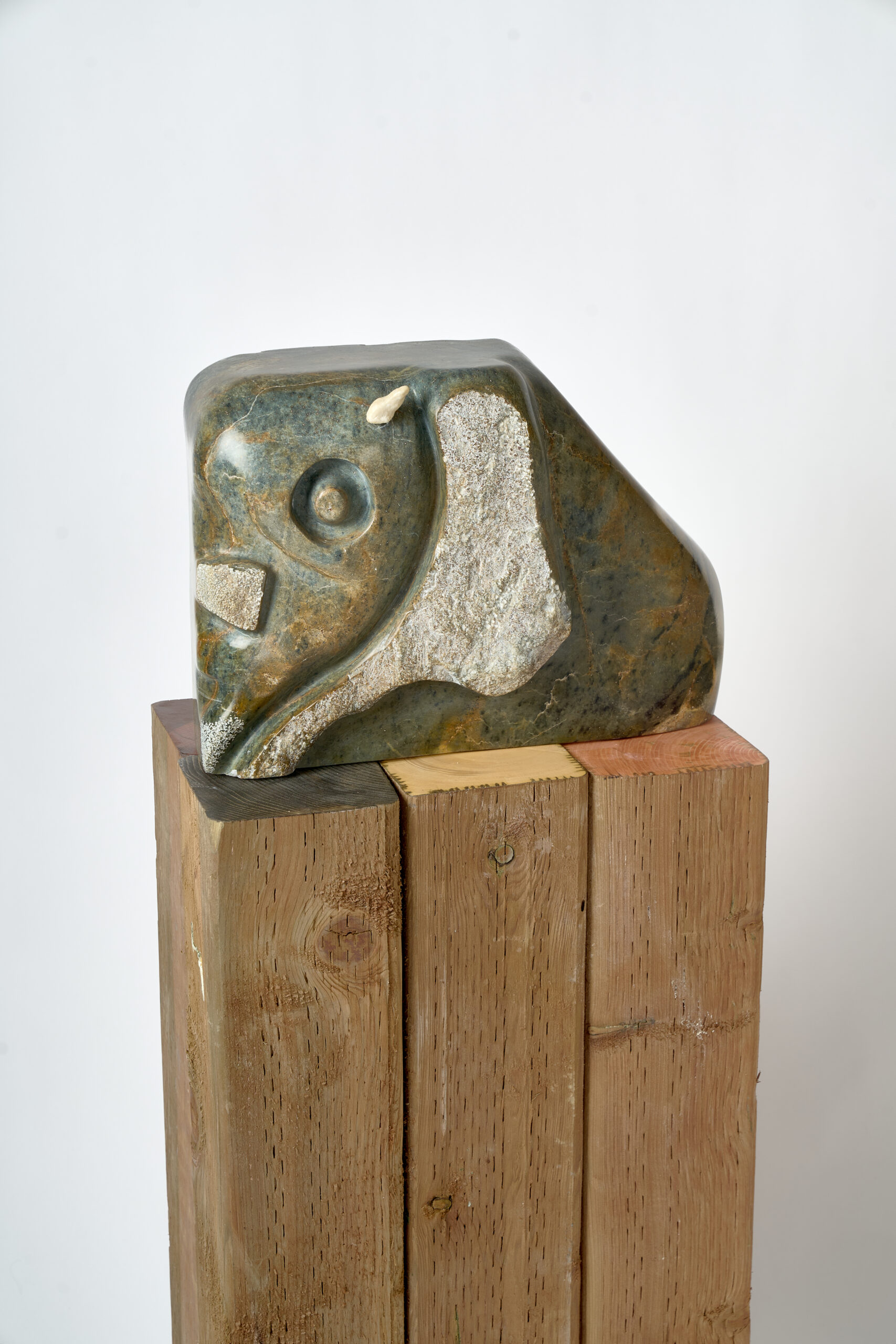 Bison, a stone sculpture   by Winnipeg artist Greg Fritz