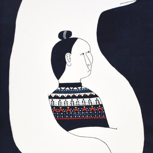 Strong Thoughts, a limited edition print by Inuit artist Ningiukulu Teevee