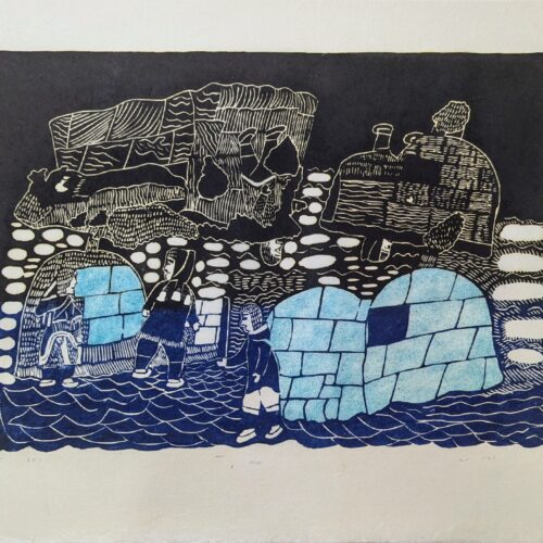 Begining of Winter, limited edition print by Inuit artist Nancy Sevoga of Baker Lake