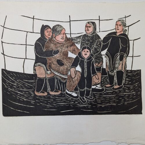Family, limited edition print by Inuit artist Philippa Iksiraq from Baker Lake