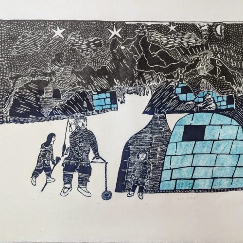Going Fishing, limited edition print by Inuit artist Nancy Sevoga from Baker Lake