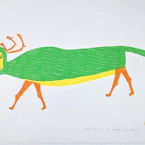 Caribou Man, Inuit art limited edition print by Luke Anguhadluq from Baker Lake