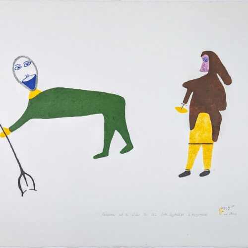 Fisherman and the Widow, limited edition Inuit art print by Luke Anguhadluq from Baker Lake