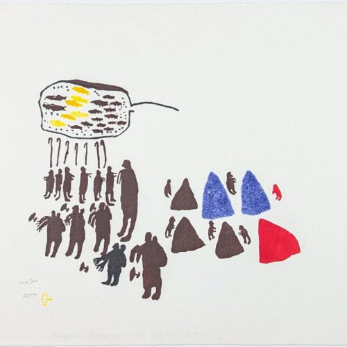 Fishing Camp - limited edition print by Inuit artist Luke Anguhadluq from Baker Lake