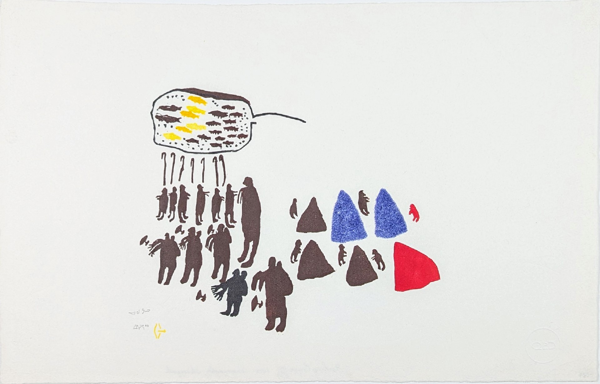 Fishing Camp - limited edition print by Inuit artist Luke Anguhadluq from Baker Lake