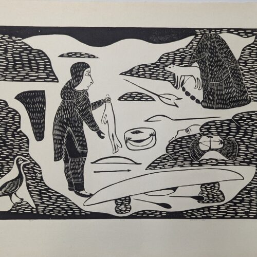 Keeveeyuk's Wife Is A Fox, limited edition print by Inuit artist Victoria Mamnguqsualuk Kayuryuk of Baker Lake