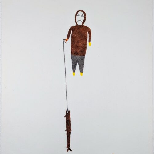 The Fisher Man, a limited edition print by Inuit artist Luke Anguhadluq of Baker Lake