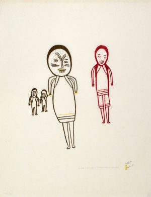 Family, limited edition print by Inuit artist Luke Anguhadluq from Baker Lake