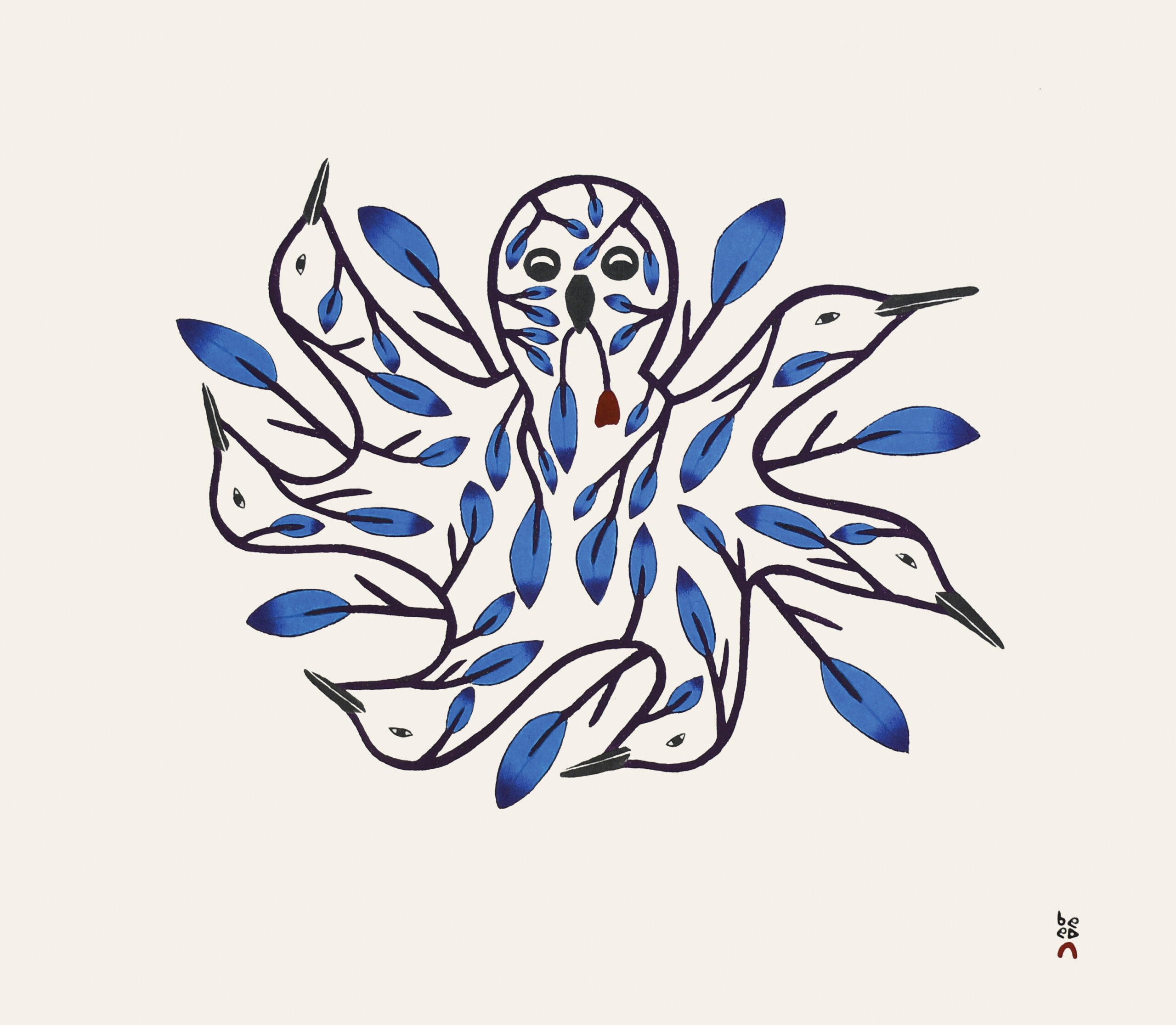 Camouflaged Birds, limited-edition print by Inuit artist Qavavau Manumie