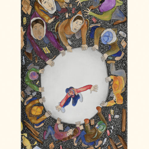 Jumping High, limited-edition print by Inuit artist Shuvinai Ashoona