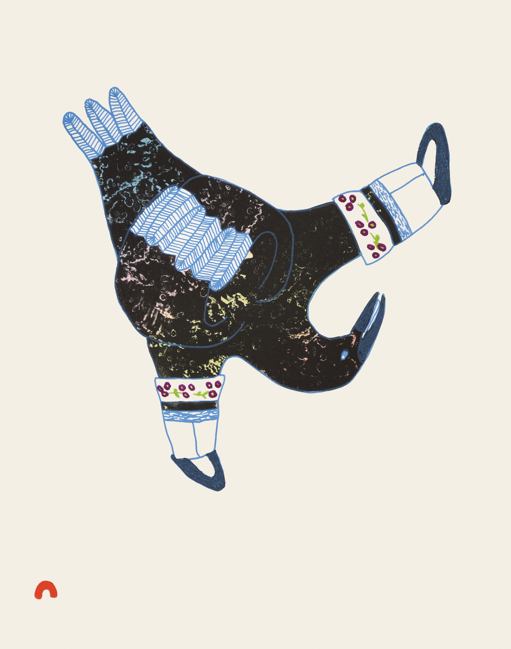 One With Short Boots, limited edition print by Inuit artist Ningiukulu Teevee
