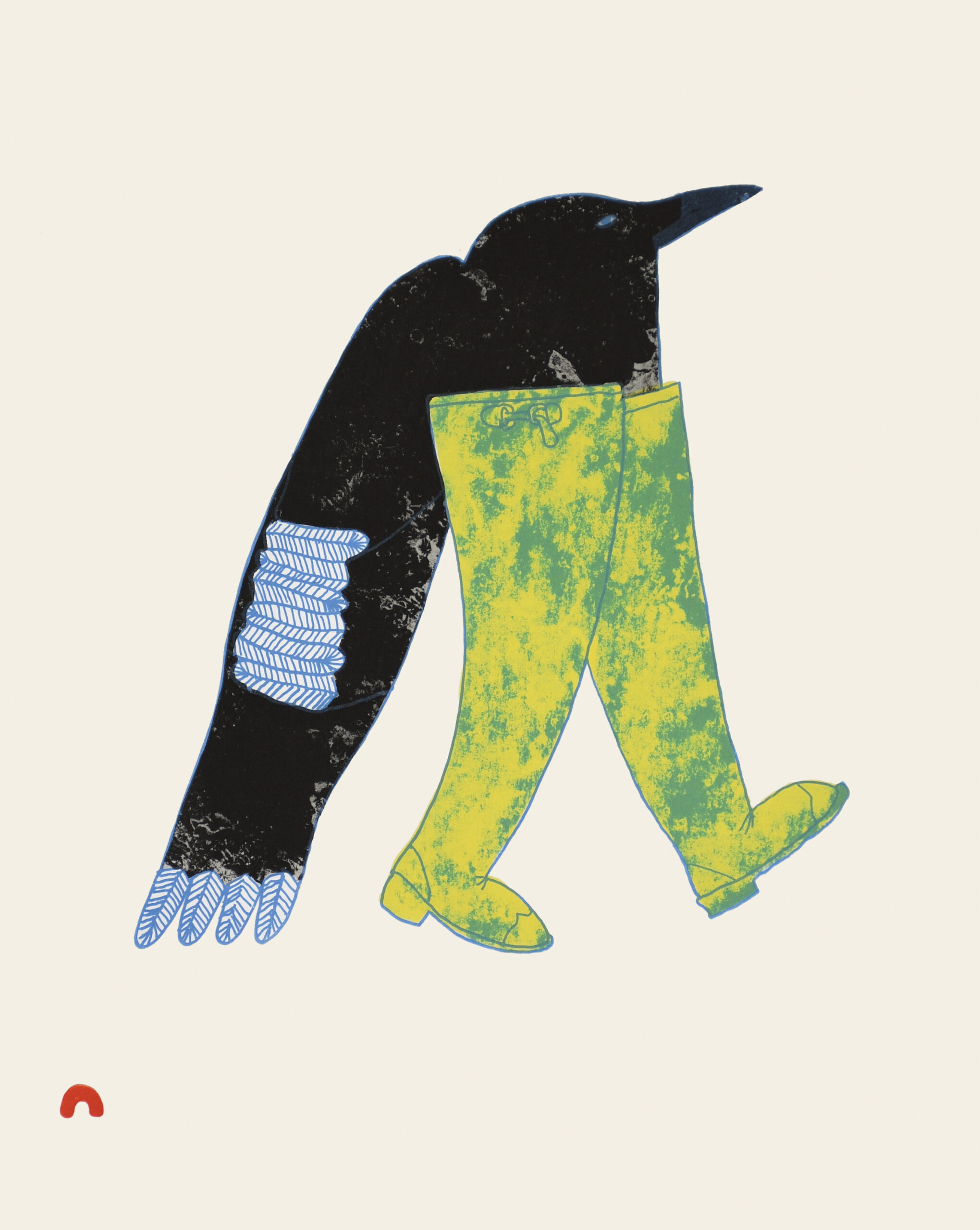 One With Long Boots, limited edition print by Inuit artist Ningiukulu Teevee