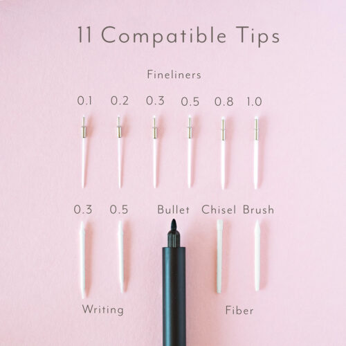 Lumos Mini infinitely refillable creative pen with 11 tips.