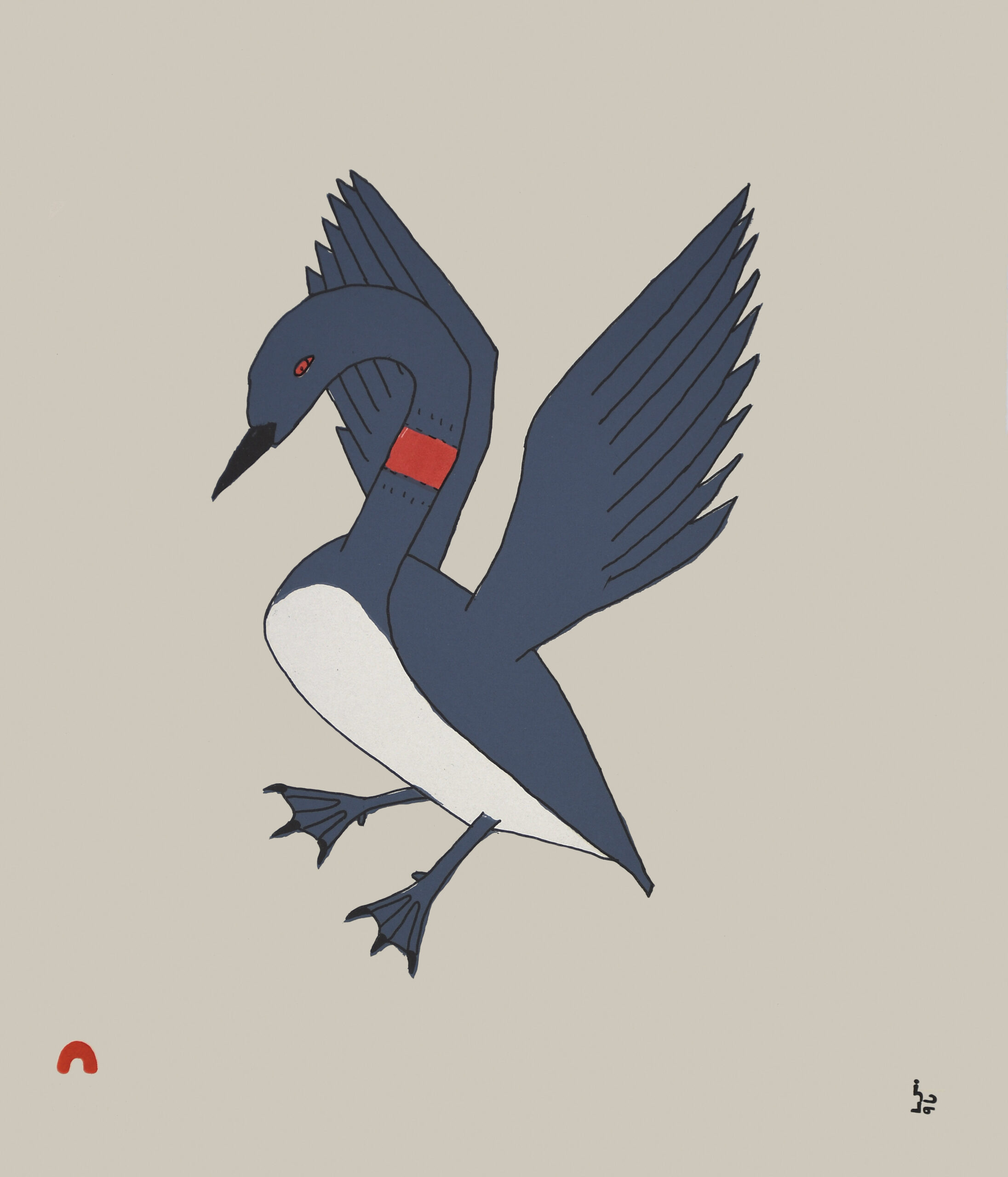 Descending Loon, limited-edition print by Inuit artist Allashuwa Sagiatuq