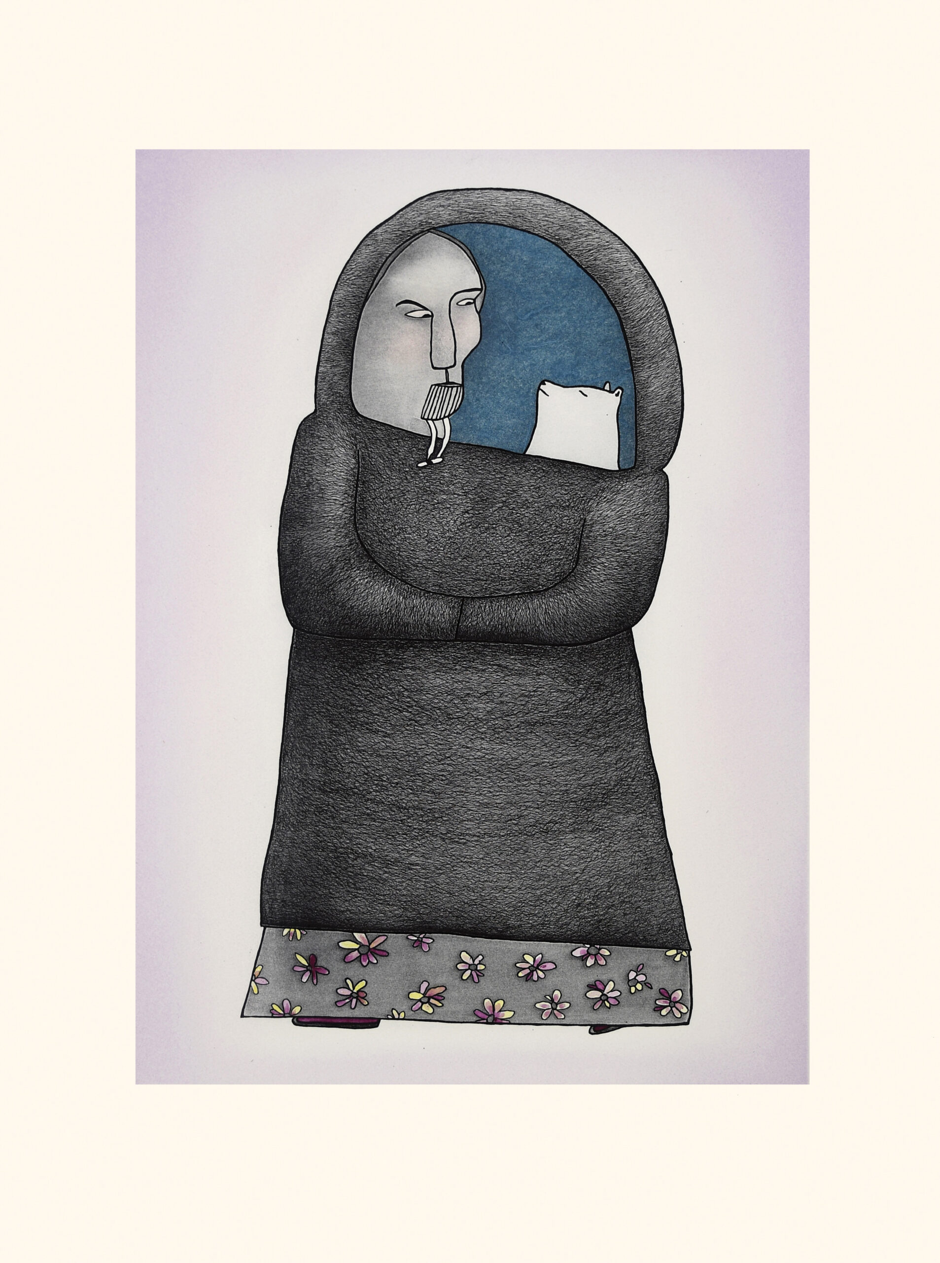 Adopted Bear Cub, limited-edition print by Inuit artist Ningiukulu Teevee
