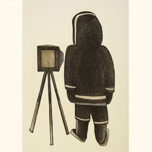 Peter Pitseolak Taking Pictures, limited-edition print by Inuit artist Pee Ashevak