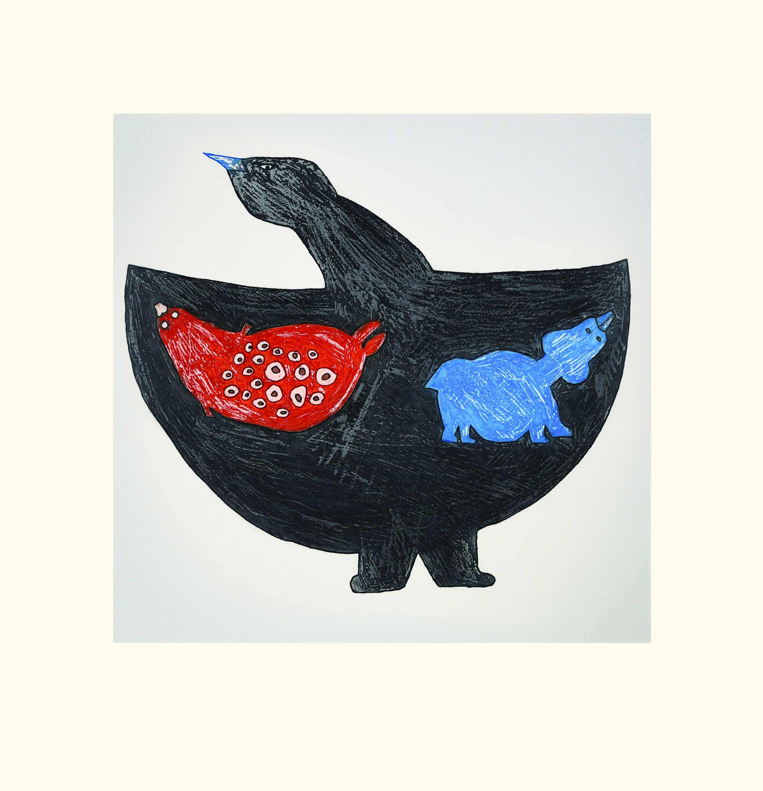 Three-Elements_Saimaiyu-Akesuk_2025-Cape-Dorset-Annual-Print-Collection_25-23 Three Elements, limited-edition print by Inuit artist Saimaiyu Akesuk