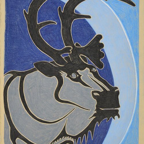 Untitled drawing (caribou) by Inuit artist Kiliktee Kiliktee