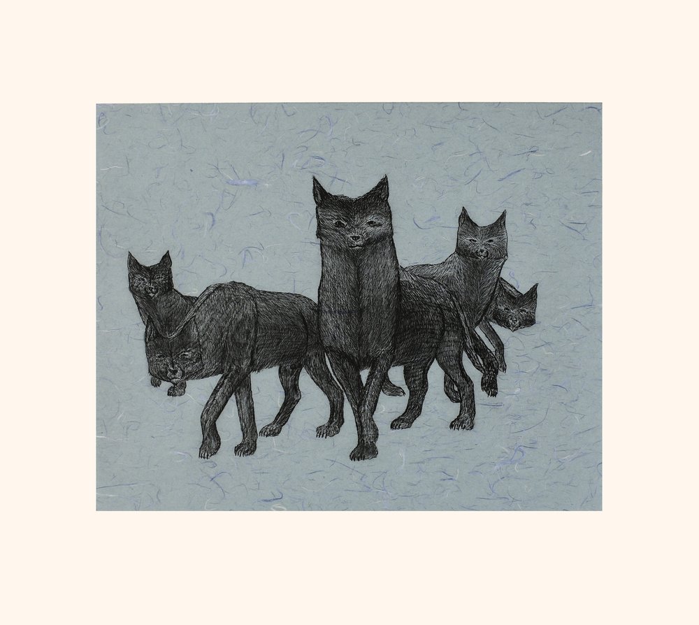 Wolf Pack - limited edition print by Inuit artist Johnny Pootoogook
