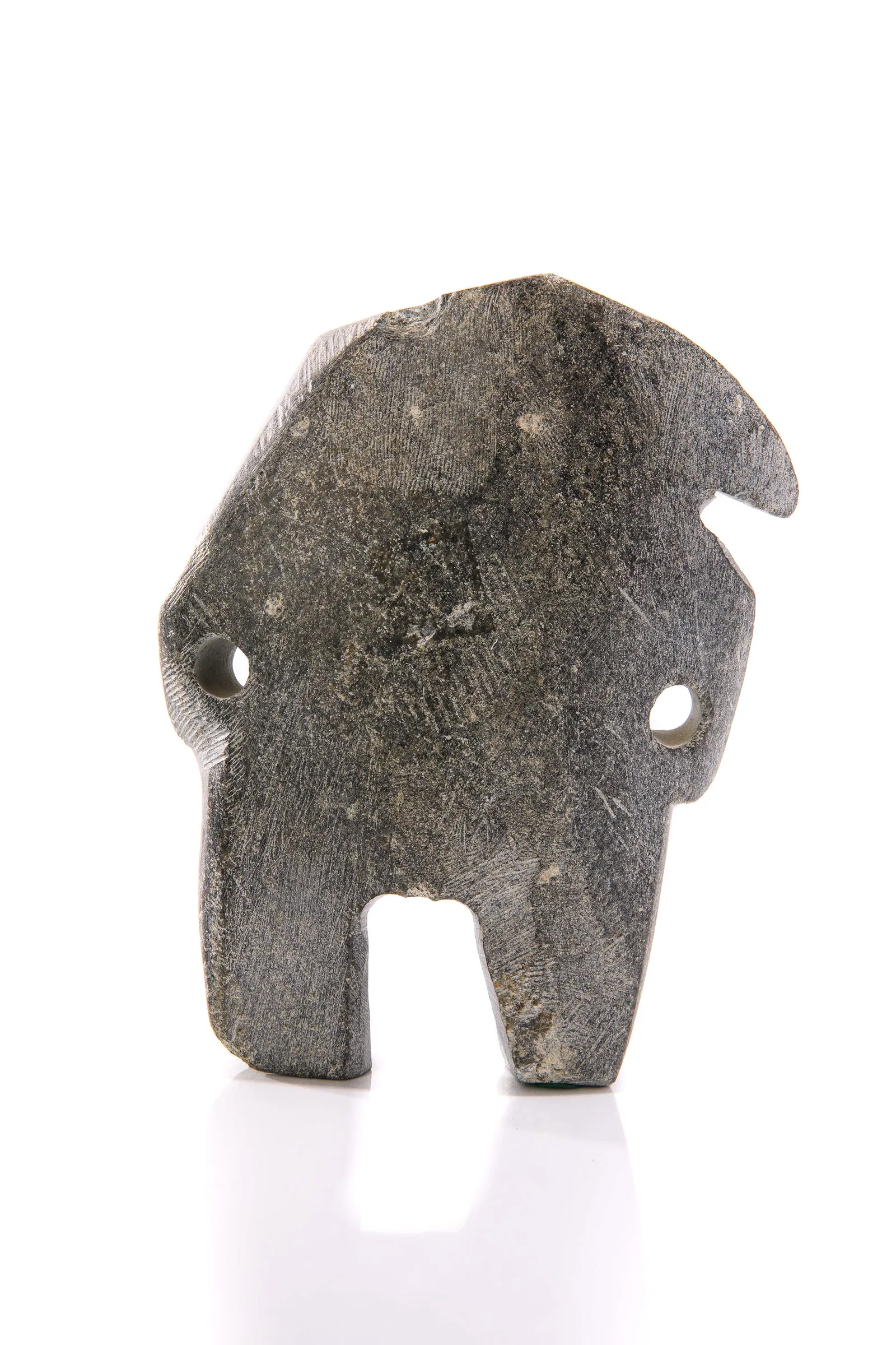 Standing Inuk With Arms Akimbo - sculpture by Inuit artist John Kavik - back view