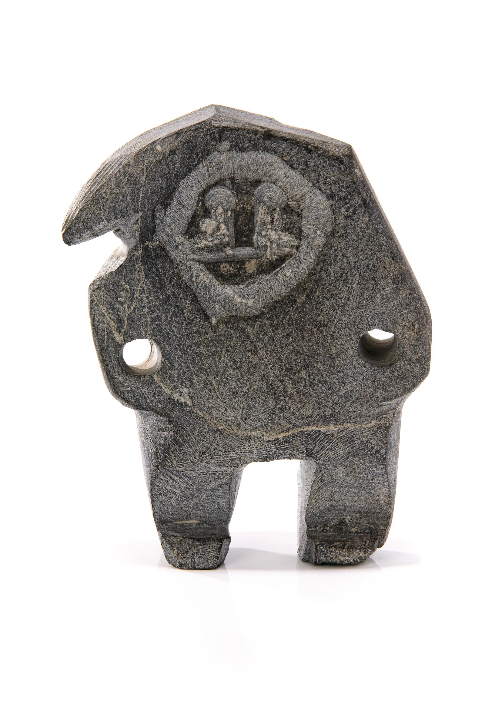 Standing Inuk With Arms Akimbo - sculpture by Inuit artist John Kavik