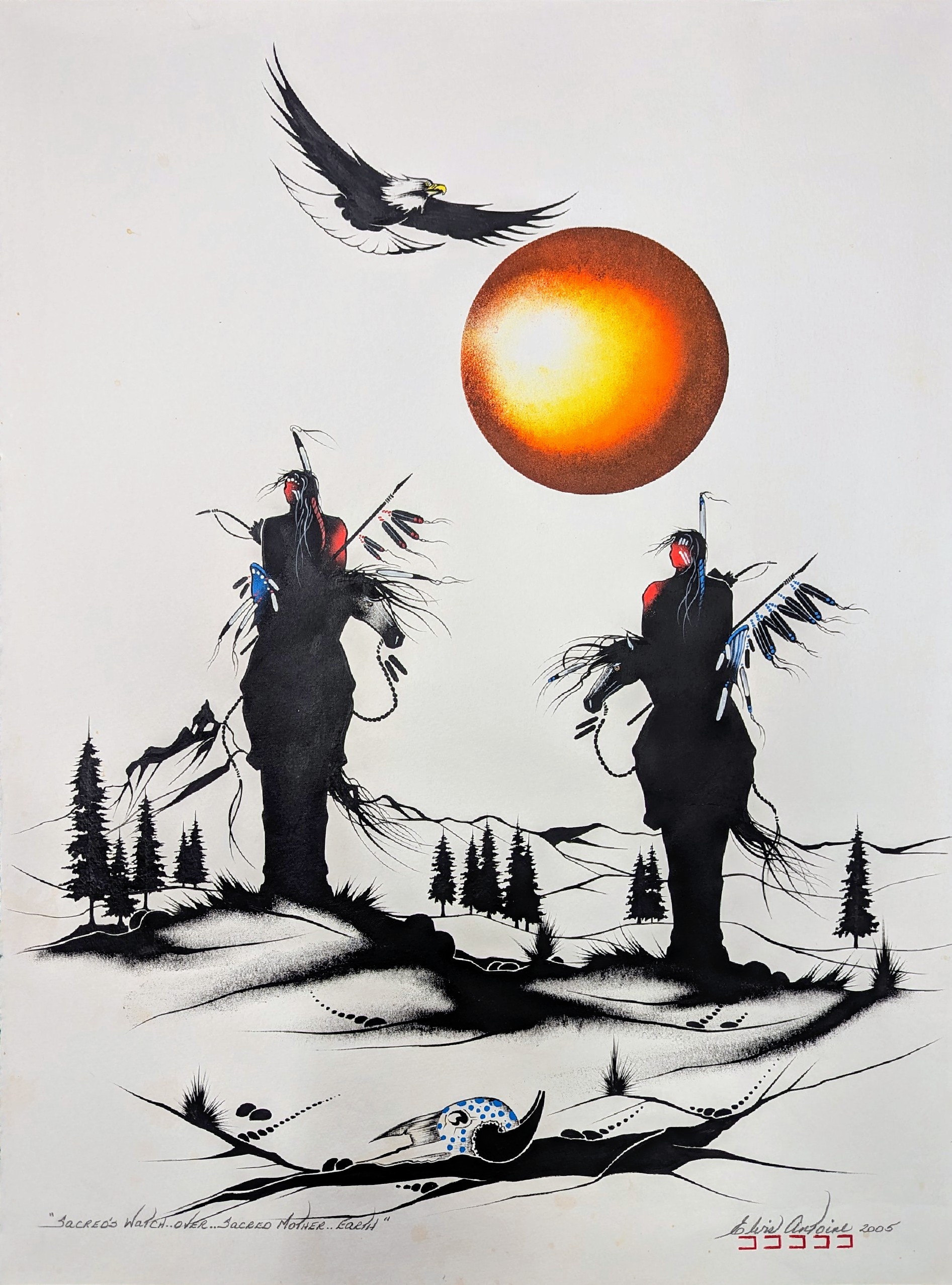 Sacred's Watch Over Sacred Mother Earth - painting by Indigenous artist Elvis Antoine