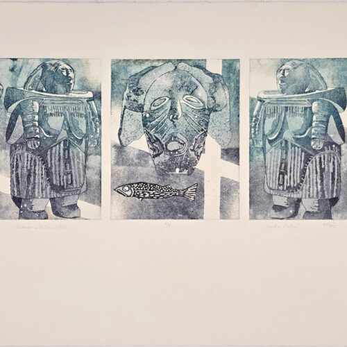 Shaman With Two Wifes - print by Baker Lake artist Aoudla Pudlat