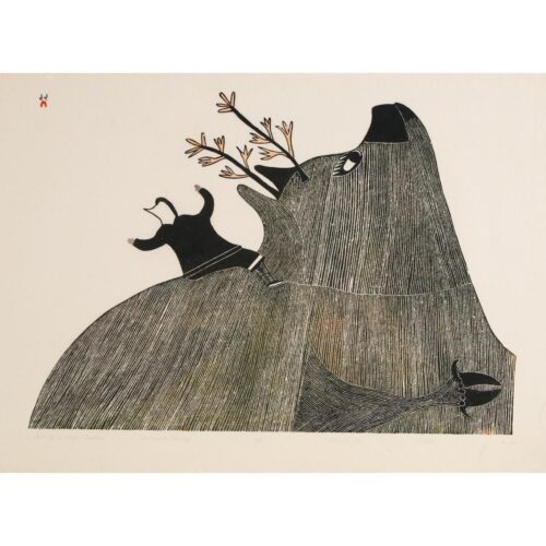 Tale Of A Huge Muskox - print by Inuit artist Pudlo Pudlat