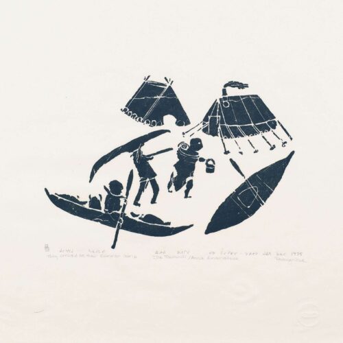 They Arrived At Their Summer Camp - print by Inuit artist Joe Talirunili 1975