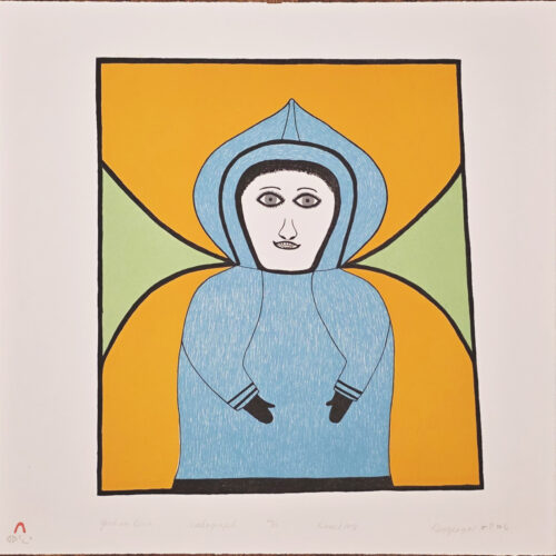 Girl In Blue - print by Inuit artist Ningeeuga Oshuitok of Baker Lake